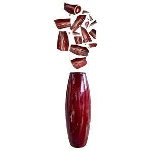 Kintsugi Vase 20“ Oxblood Torpedo German Gold Crack Art Growth Anniversary Gift